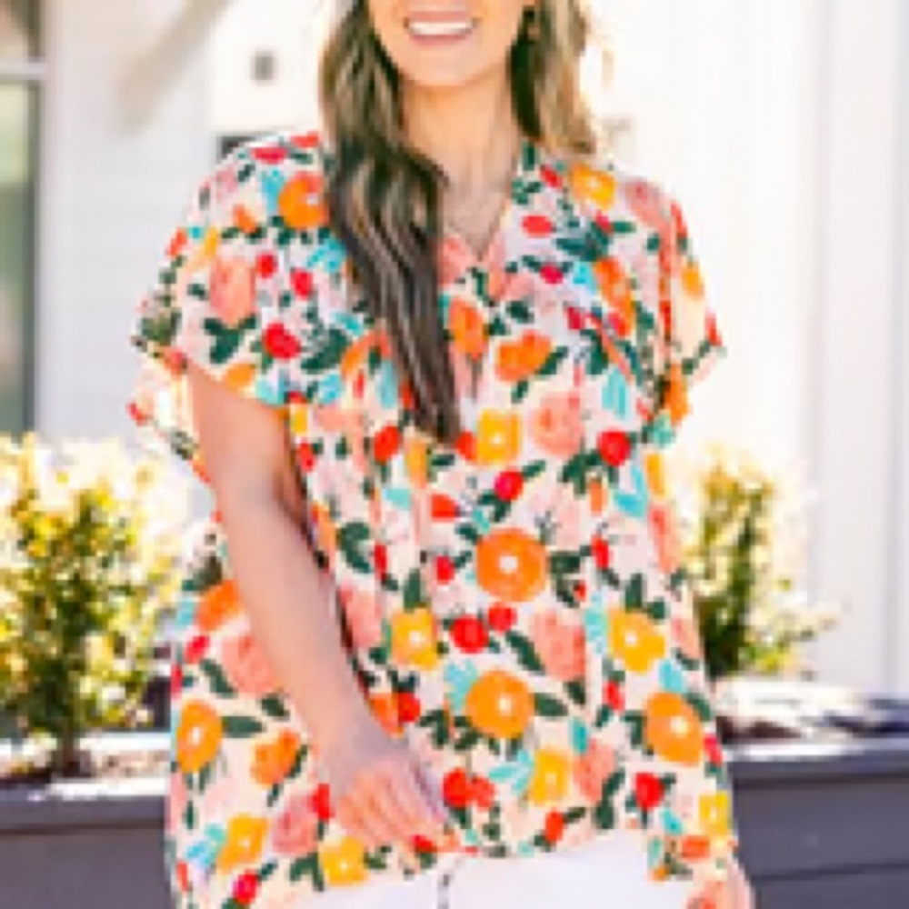 Chic Soul Orange Red Ruffled Blouse